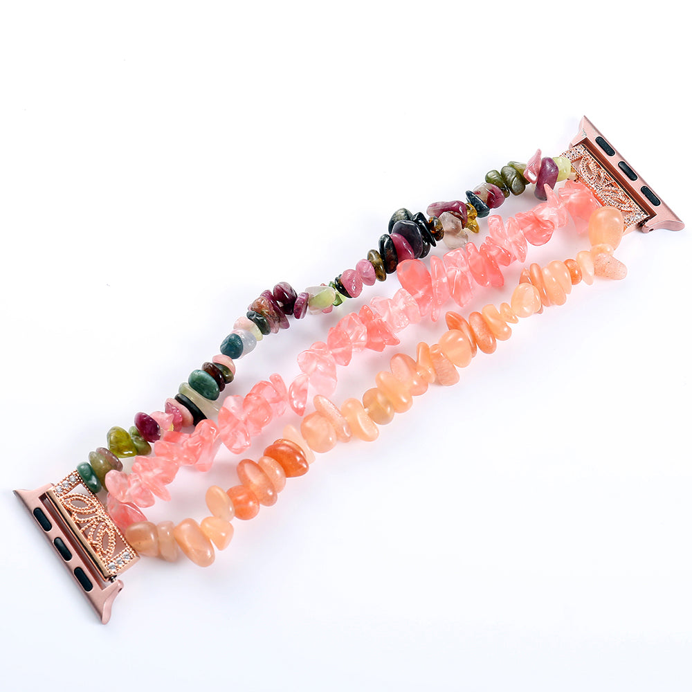 Natural Stones Watch Strap Replacement Wrist Band Bracelet for Apple Watch Series 8 41mm / Series 7 41mm / SE / SE(2022) / Series 6 / 5 / 4 40mm / Series 3 / 2 / 1 38mm - Pink / Multicolor