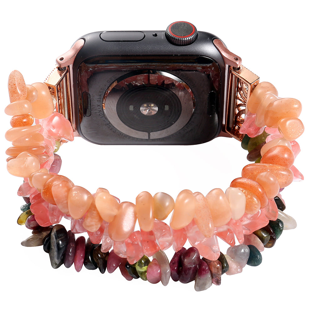 Natural Stones Watch Strap Replacement Wrist Band Bracelet for Apple Watch Series 8 41mm / Series 7 41mm / SE / SE(2022) / Series 6 / 5 / 4 40mm / Series 3 / 2 / 1 38mm - Pink / Multicolor