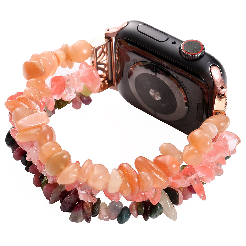Natural Stones Watch Strap Replacement Wrist Band Bracelet for Apple Watch Series 8 41mm / Series 7 41mm / SE / SE(2022) / Series 6 / 5 / 4 40mm / Series 3 / 2 / 1 38mm - Pink / Multicolor