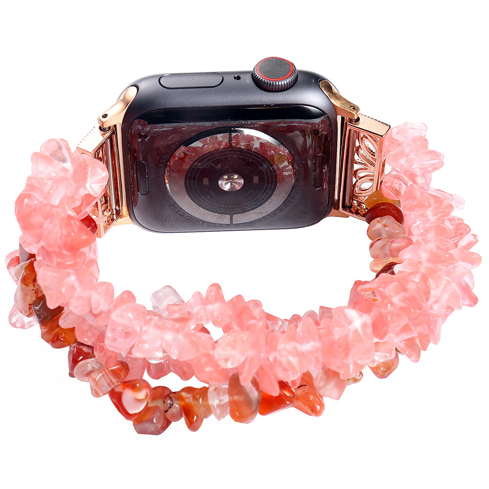 Natural Stones Watch Strap Replacement Wrist Band Bracelet for Apple Watch Series 8 41mm / Series 7 41mm / SE / SE(2022) / Series 6 / 5 / 4 40mm / Series 3 / 2 / 1 38mm - Watermelon Red