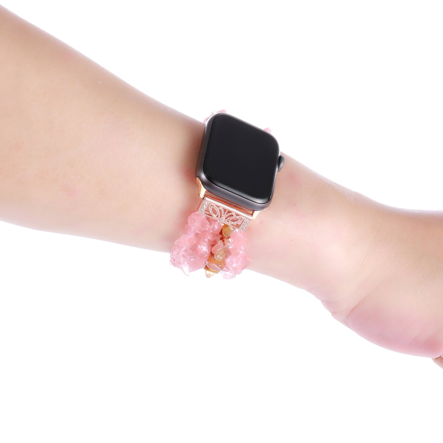 Natural Stones Watch Strap Replacement Wrist Band Bracelet for Apple Watch Series 8 41mm / Series 7 41mm / SE / SE(2022) / Series 6 / 5 / 4 40mm / Series 3 / 2 / 1 38mm - Watermelon Red