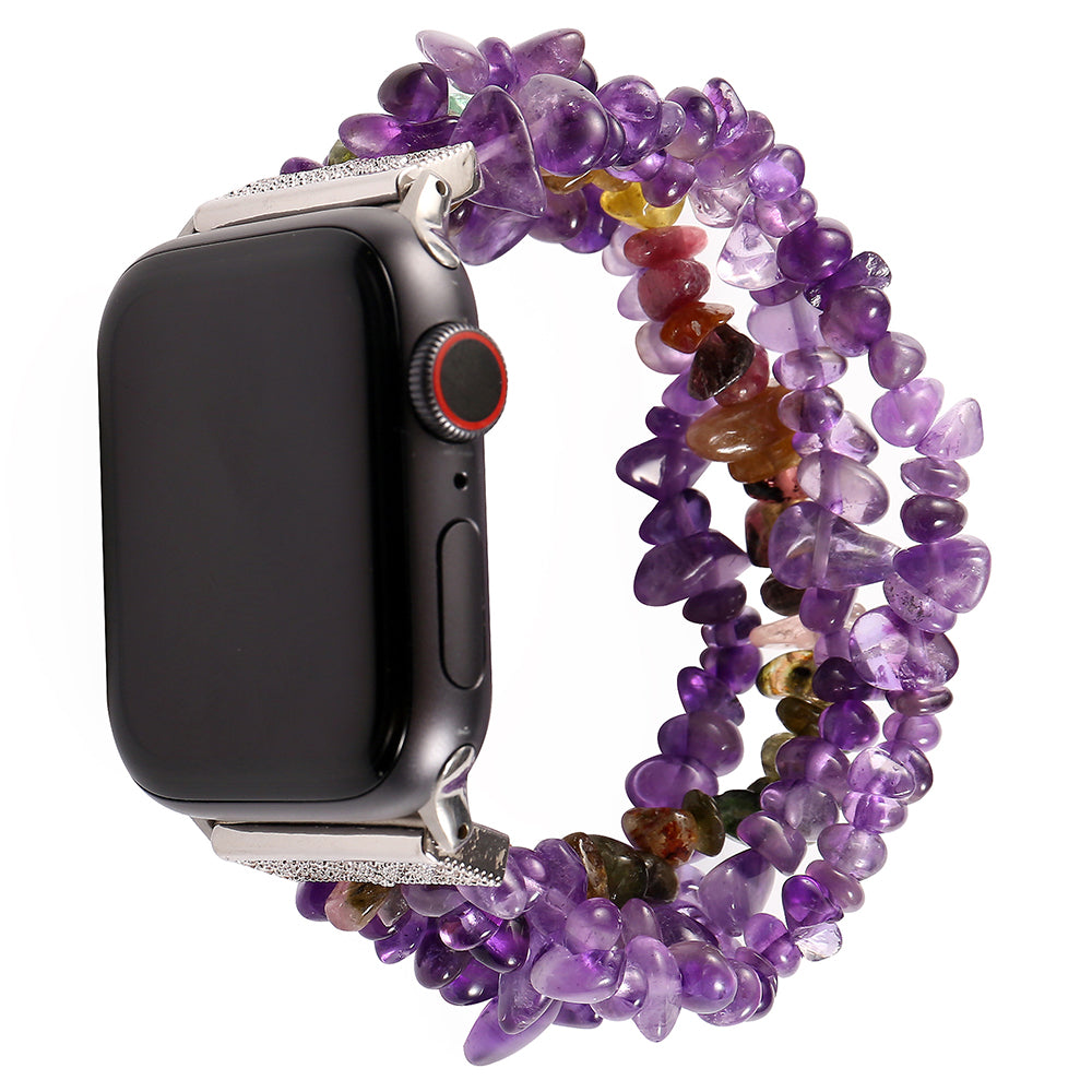 Natural Stones Watch Strap Replacement Wrist Band Bracelet for Apple Watch Series 8 41mm / Series 7 41mm / SE / SE(2022) / Series 6 / 5 / 4 40mm / Series 3 / 2 / 1 38mm - Purple