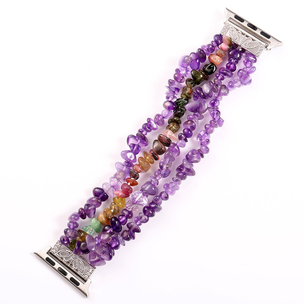 Natural Stones Watch Strap Replacement Wrist Band Bracelet for Apple Watch Series 8 41mm / Series 7 41mm / SE / SE(2022) / Series 6 / 5 / 4 40mm / Series 3 / 2 / 1 38mm - Purple