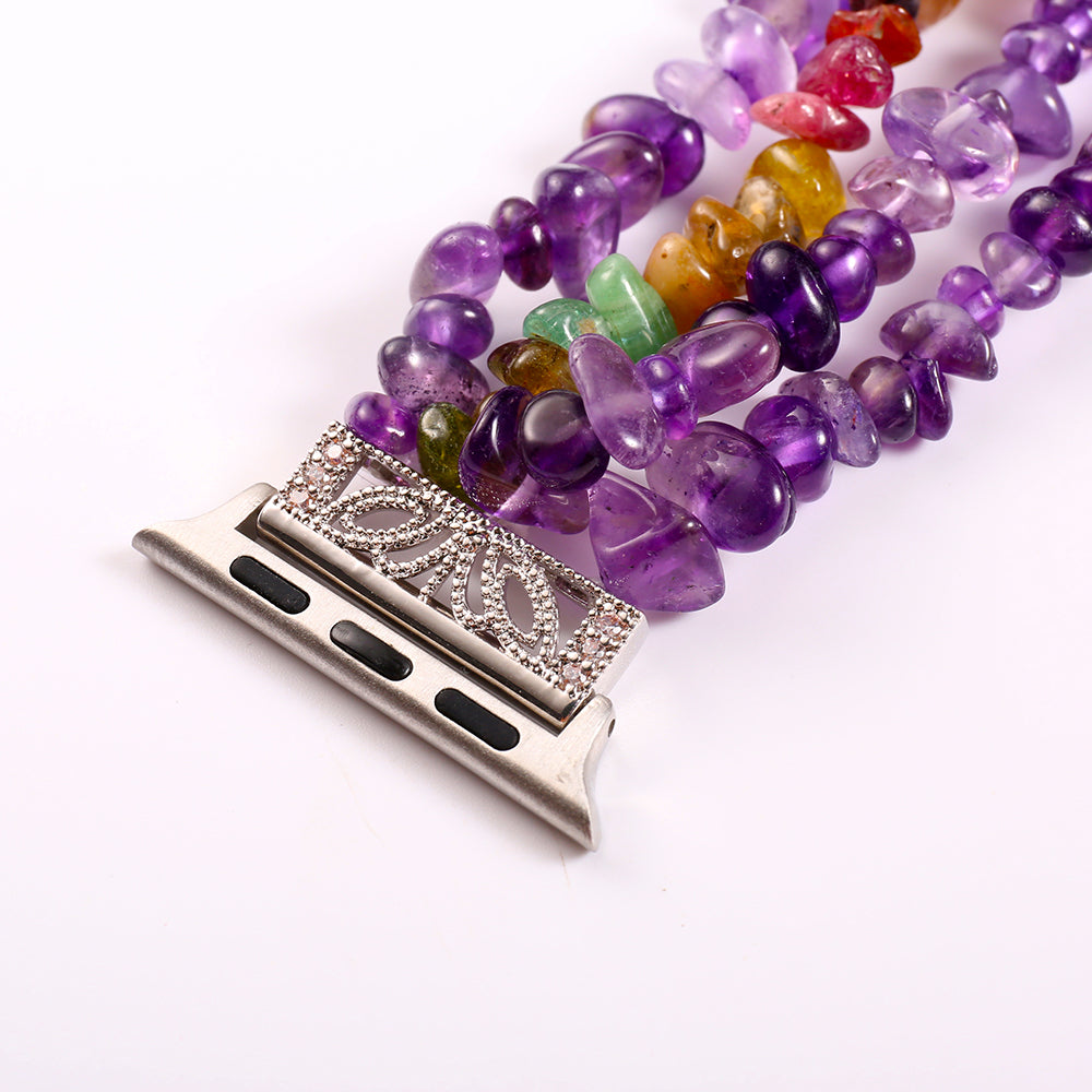 Natural Stones Watch Strap Replacement Wrist Band Bracelet for Apple Watch Series 8 41mm / Series 7 41mm / SE / SE(2022) / Series 6 / 5 / 4 40mm / Series 3 / 2 / 1 38mm - Purple