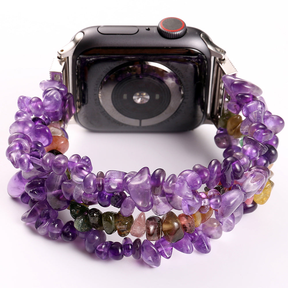 Natural Stones Watch Strap Replacement Wrist Band Bracelet for Apple Watch Series 8 41mm / Series 7 41mm / SE / SE(2022) / Series 6 / 5 / 4 40mm / Series 3 / 2 / 1 38mm - Purple