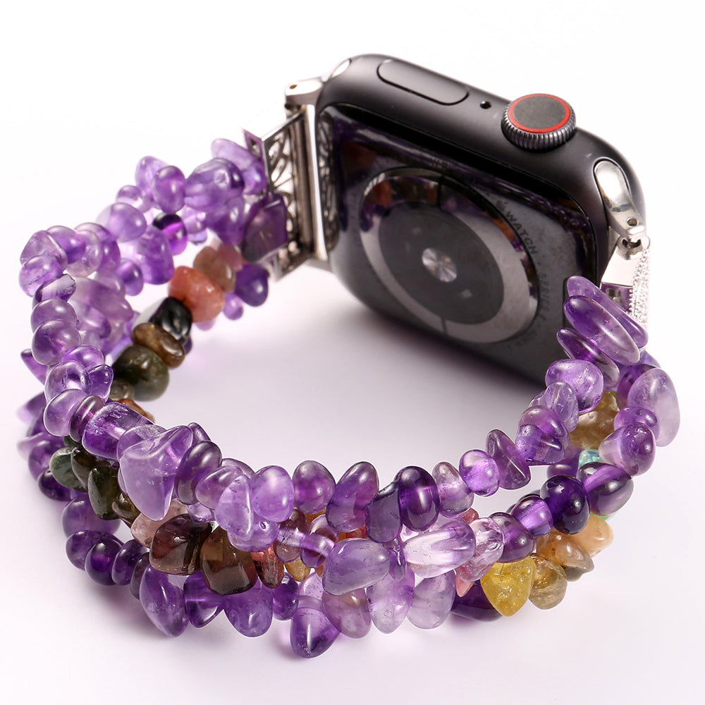 Natural Stones Watch Strap Replacement Wrist Band Bracelet for Apple Watch Series 8 41mm / Series 7 41mm / SE / SE(2022) / Series 6 / 5 / 4 40mm / Series 3 / 2 / 1 38mm - Purple