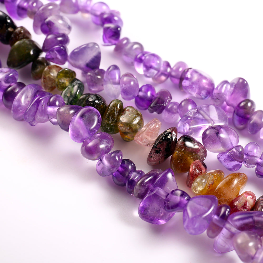 Four Rows Natural Stones Smart Watch Strap Band Replacement for Apple Watch Ultra 49mm / Series 8 45mm / 7 45mm / SE 44mm / SE (2022) 44mm / Series 6 / 5 / 4 44mm / Series 3 / 2 / 1 42mm - Purple