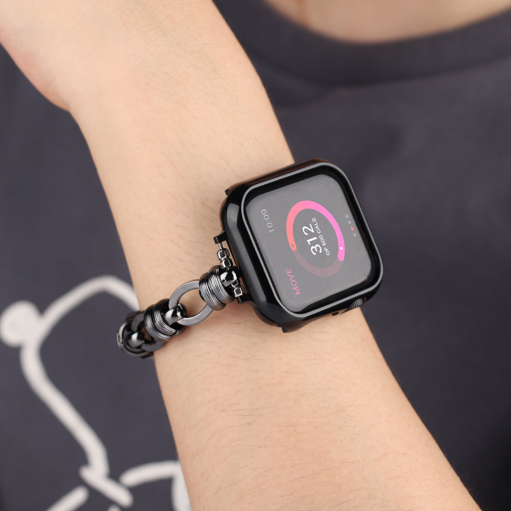 Punk Style Stainless Steel Smart Watch Band Strap Replacement for Apple Watch Series 8 41mm / Series 7 41mm / SE / SE(2022) / Series 6 / 5 / 4 40mm / Series 3 / 2 / 1 38mm - Black