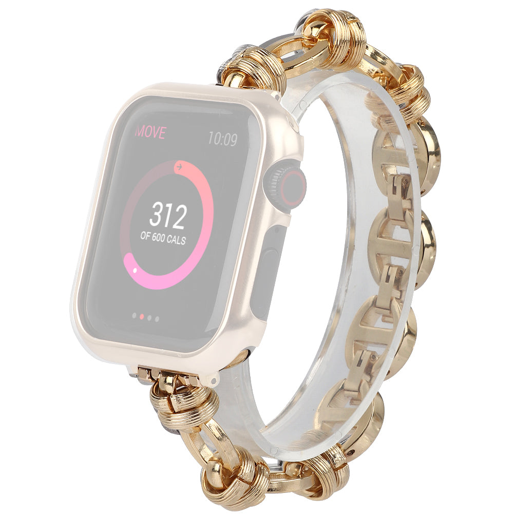 Punk Style Stainless Steel Smart Watch Band Strap Replacement for Apple Watch Series 8 41mm / Series 7 41mm / SE / SE(2022) / Series 6 / 5 / 4 40mm / Series 3 / 2 / 1 38mm - Gold