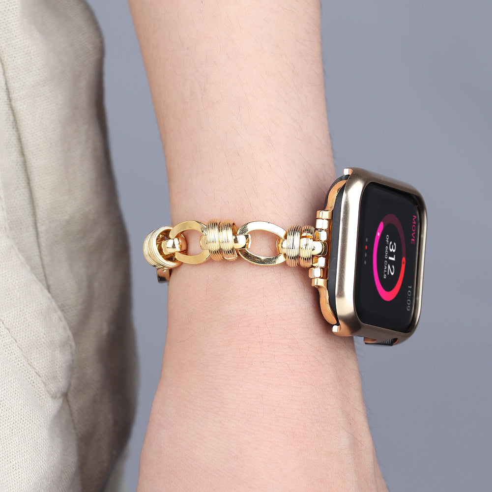 Punk Style Stainless Steel Smart Watch Band Strap Replacement for Apple Watch Series 8 41mm / Series 7 41mm / SE / SE(2022) / Series 6 / 5 / 4 40mm / Series 3 / 2 / 1 38mm - Gold