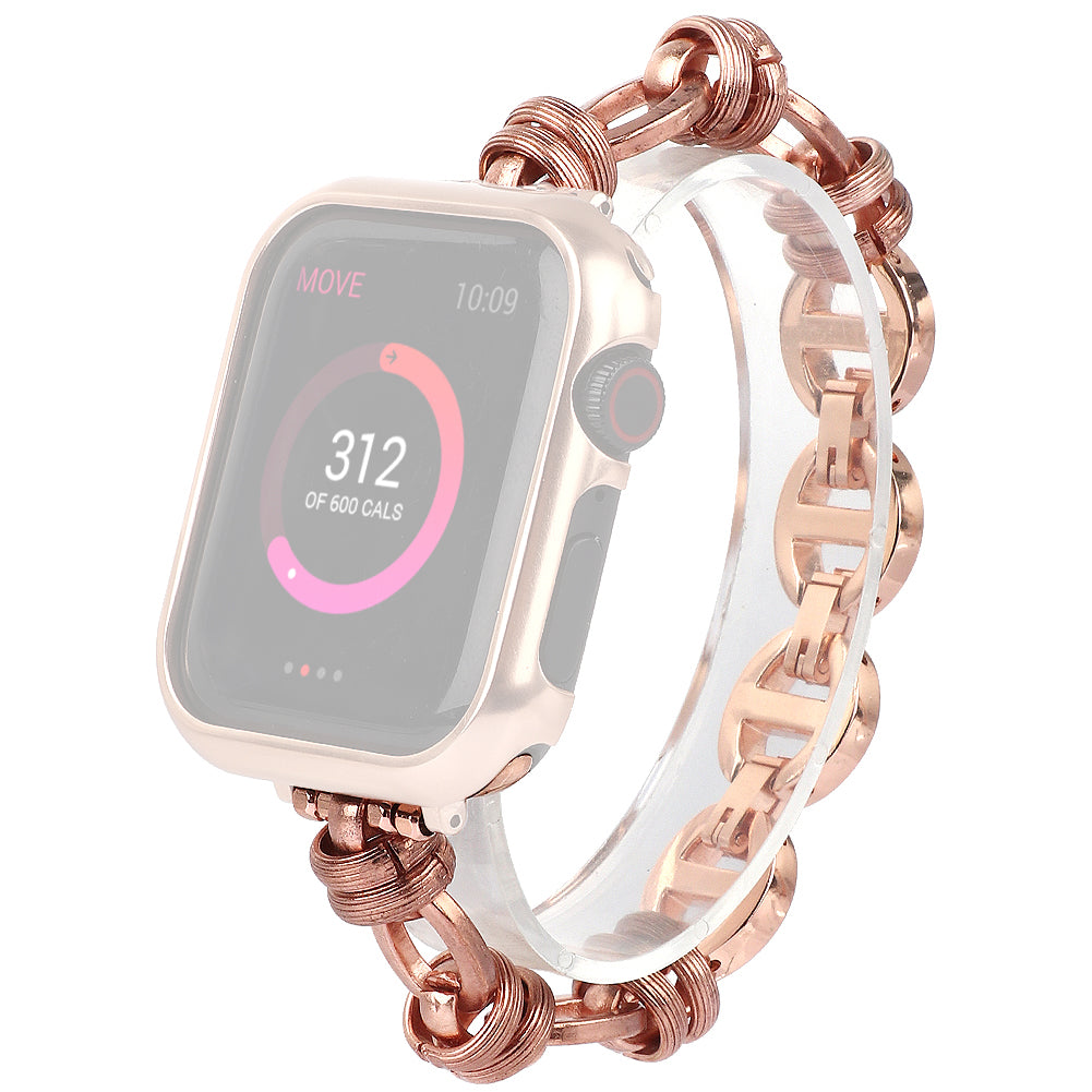 Punk Style Stainless Steel Smart Watch Band Strap Replacement for Apple Watch Series 8 41mm / Series 7 41mm / SE / SE(2022) / Series 6 / 5 / 4 40mm / Series 3 / 2 / 1 38mm - Rose Gold