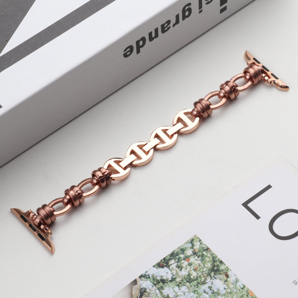 Punk Style Stainless Steel Smart Watch Band Strap Replacement for Apple Watch Series 8 41mm / Series 7 41mm / SE / SE(2022) / Series 6 / 5 / 4 40mm / Series 3 / 2 / 1 38mm - Rose Gold