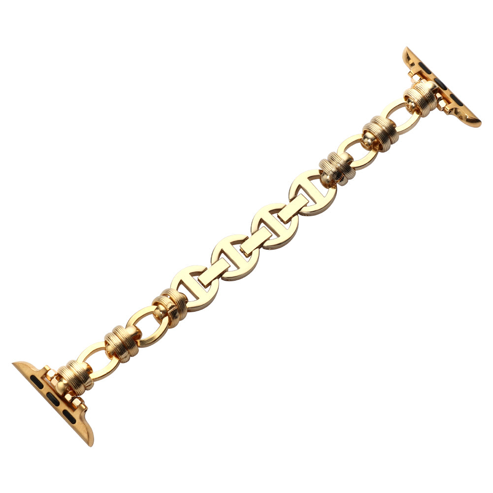 Punk Style Watch Strap Stainless Steel Wrist Band Replacement for Apple Watch Ultra 49mm / Series 8 45mm / 7 45mm / SE 44mm / SE (2022) 44mm / Series 6 / 5 / 4 44mm / Series 3 / 2 / 1 42mm - Gold