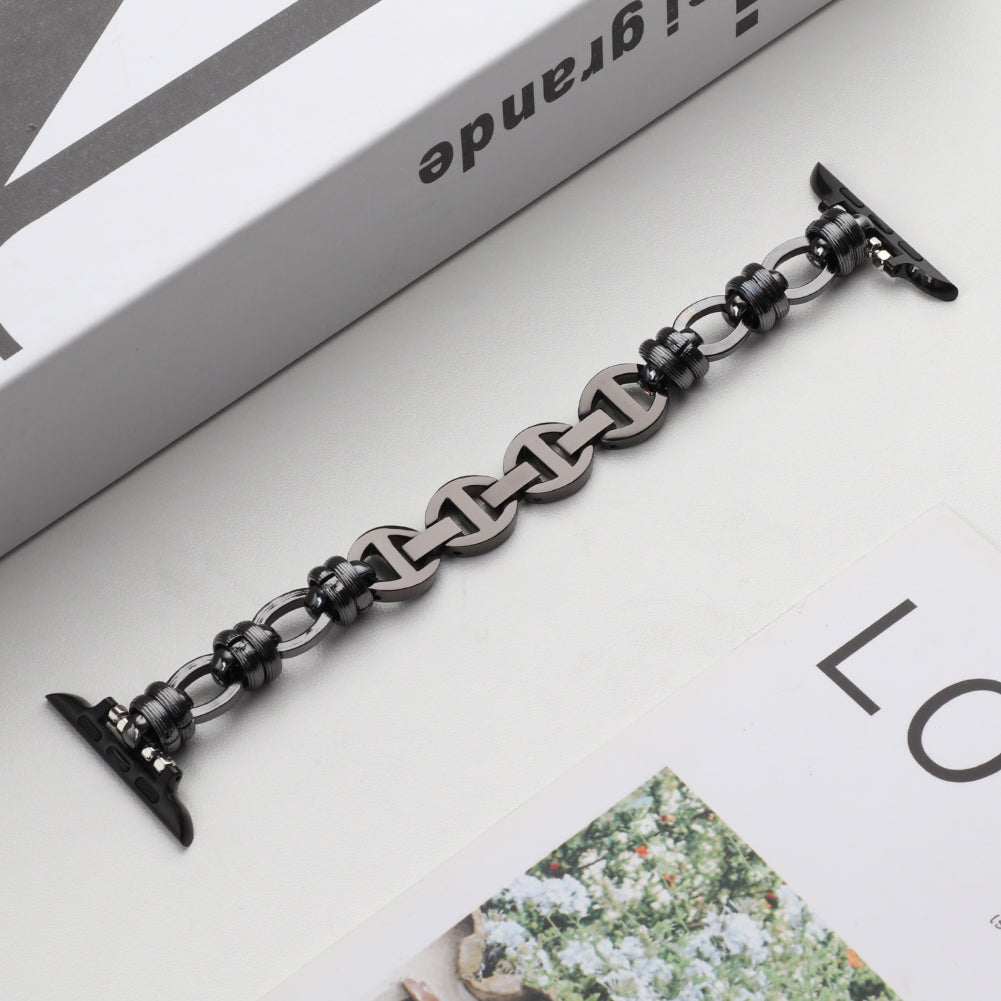 Punk Style Watch Strap Stainless Steel Wrist Band Replacement for Apple Watch Ultra 49mm / Series 8 45mm / 7 45mm / SE 44mm / SE (2022) 44mm / Series 6 / 5 / 4 44mm / Series 3 / 2 / 1 42mm - Black