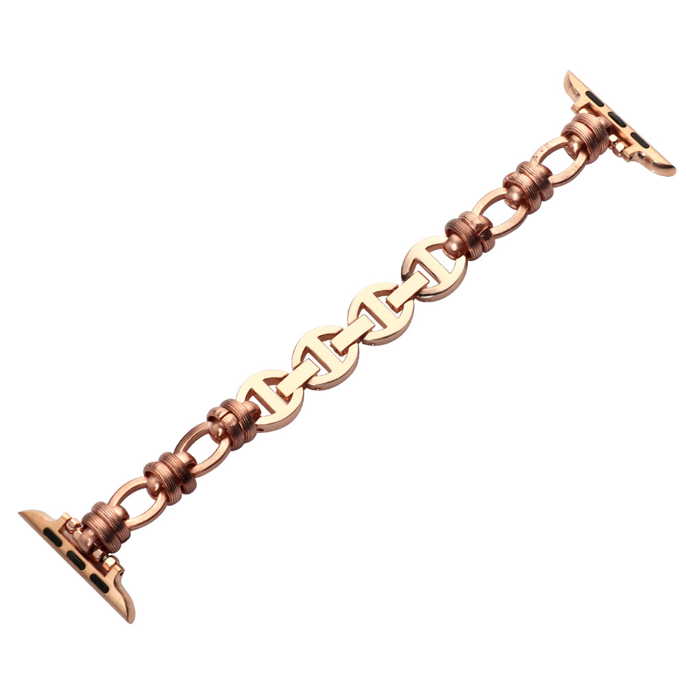 Punk Style Watch Strap Stainless Steel Wrist Band Replacement for Apple Watch Ultra 49mm / Series 8 45mm / 7 45mm / SE 44mm / SE (2022) 44mm / Series 6 / 5 / 4 44mm / Series 3 / 2 / 1 42mm - Rose Gold