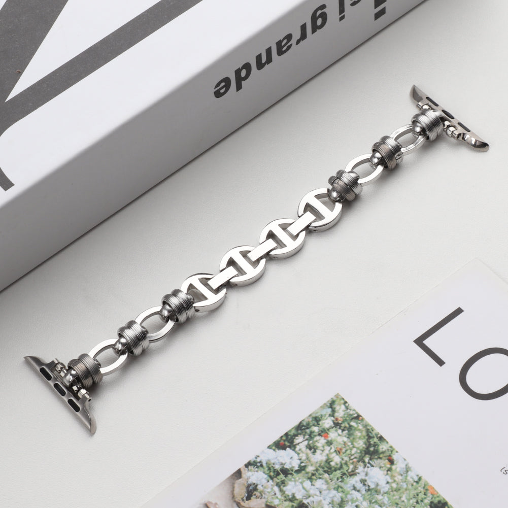 Punk Style Watch Strap Stainless Steel Wrist Band Replacement for Apple Watch Ultra 49mm / Series 8 45mm / 7 45mm / SE 44mm / SE (2022) 44mm / Series 6 / 5 / 4 44mm / Series 3 / 2 / 1 42mm - Silver