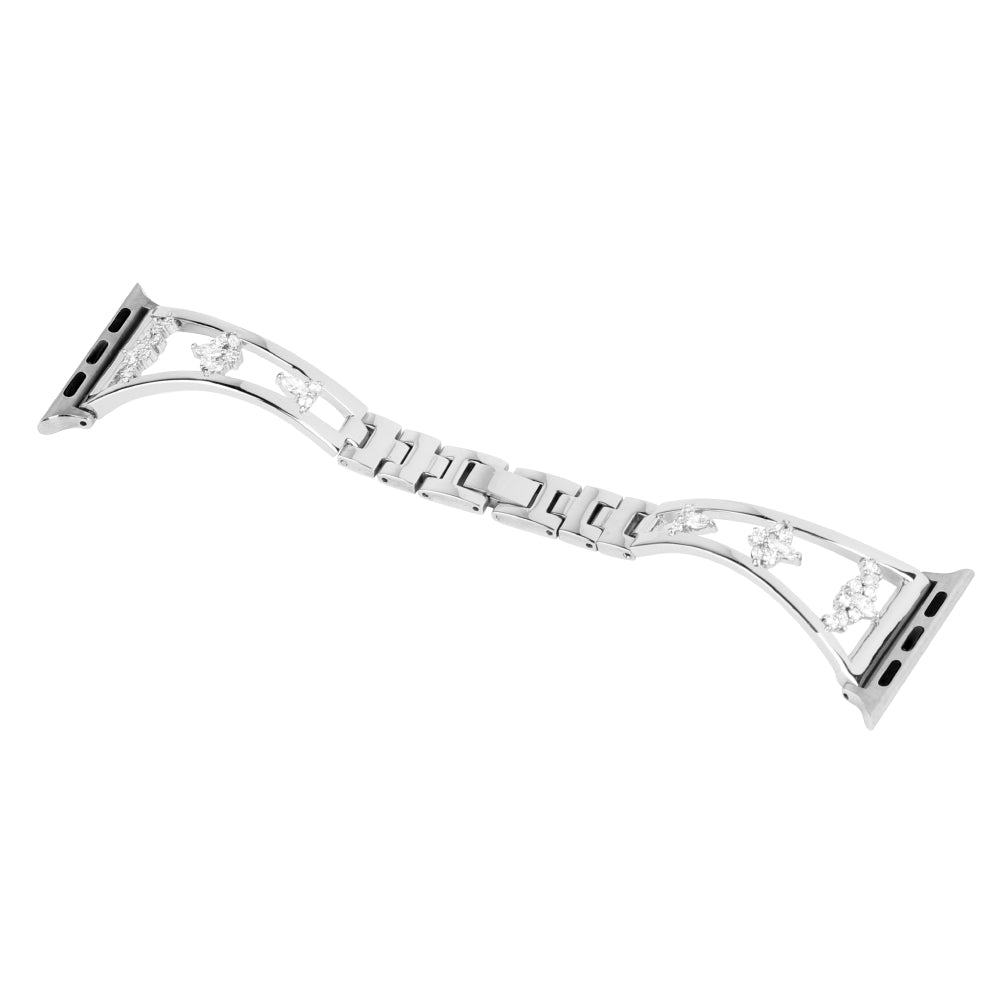 Stylish Zircon Decor Stainless Steel Wrist Strap Bracelet Replacement Watchband for Apple Watch Series 8 41mm / Series 7 41mm / Watch Series 6 / 5 / 4 / SE / SE(2022) 40mm / Watch Series 1 / 2 / 3 38mm - Silver