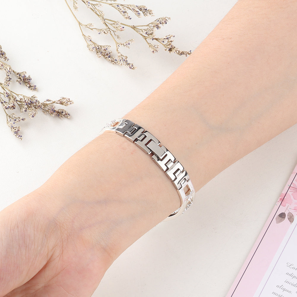 Stylish Zircon Decor Stainless Steel Wrist Strap Bracelet Replacement Watchband for Apple Watch Series 8 41mm / Series 7 41mm / Watch Series 6 / 5 / 4 / SE / SE(2022) 40mm / Watch Series 1 / 2 / 3 38mm - Silver