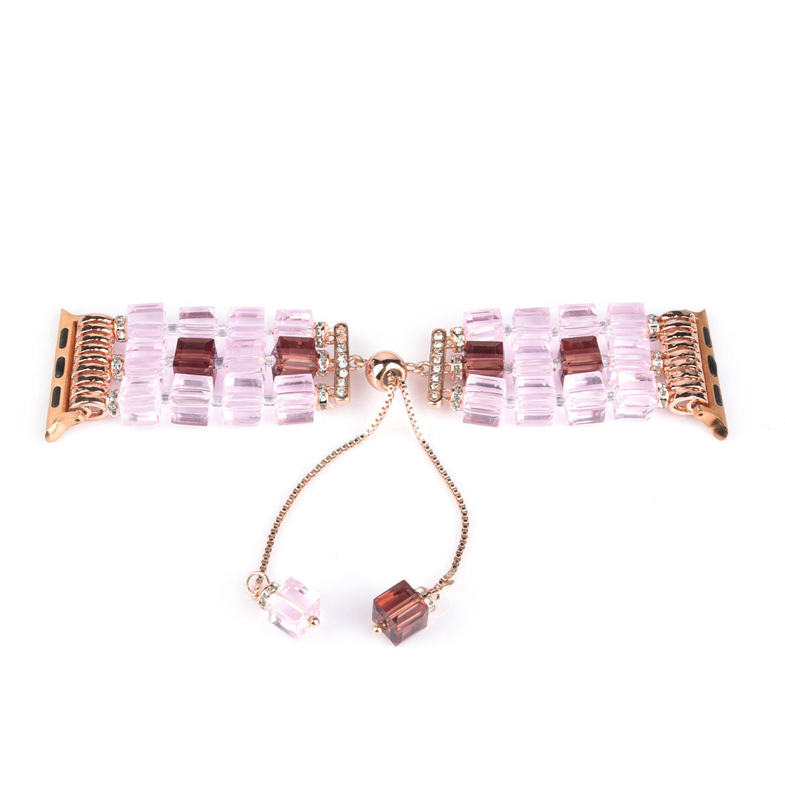 Faux Crystal Blocks Watch Band Wrist Strap for Apple Watch Ultra 49mm / Series 8 45mm / 7 45mm / SE 44mm / SE (2022) 44mm / Series 6 / 5 / 4 44mm / Series 3 / 2 / 1 42mm - Pink