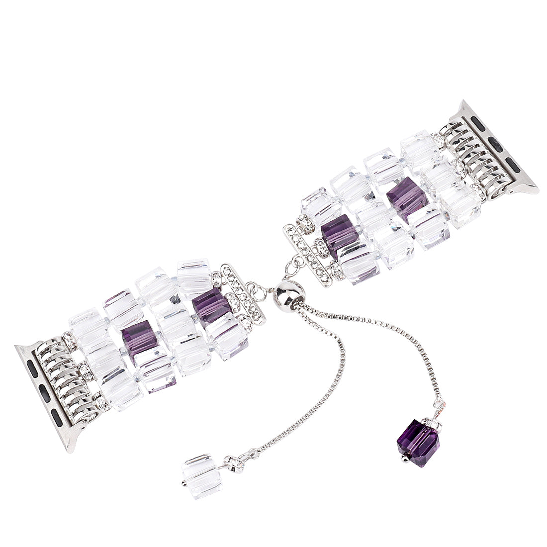 Faux Crystal Blocks Watch Band Wrist Strap for Apple Watch Ultra 49mm / Series 8 45mm / 7 45mm / SE 44mm / SE (2022) 44mm / Series 6 / 5 / 4 44mm / Series 3 / 2 / 1 42mm - Transparent