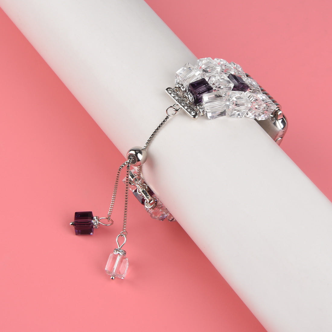 Faux Crystal Blocks Watch Band Wrist Strap for Apple Watch Ultra 49mm / Series 8 45mm / 7 45mm / SE 44mm / SE (2022) 44mm / Series 6 / 5 / 4 44mm / Series 3 / 2 / 1 42mm - Transparent