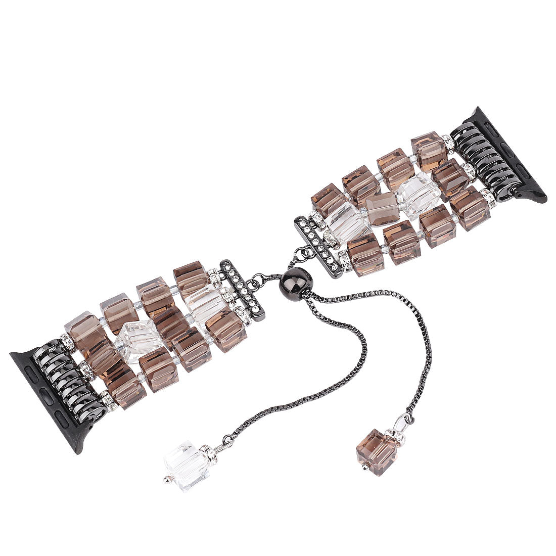 Faux Crystal Blocks Watch Band Wrist Strap for Apple Watch Ultra 49mm / Series 8 45mm / 7 45mm / SE 44mm / SE (2022) 44mm / Series 6 / 5 / 4 44mm / Series 3 / 2 / 1 42mm - Grey