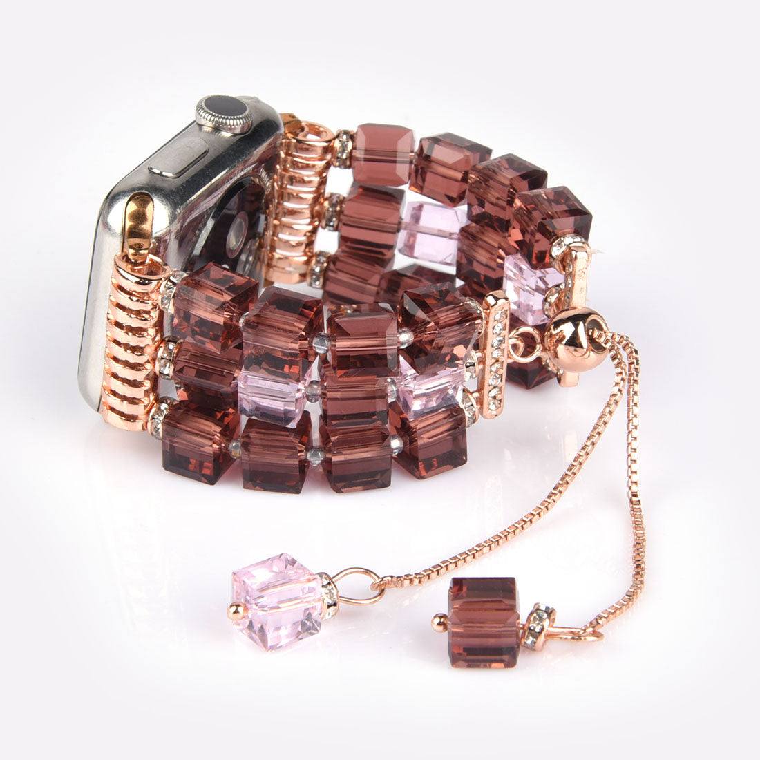 Faux Crystal Blocks Watch Band Wrist Strap for Apple Watch Ultra 49mm / Series 8 45mm / 7 45mm / SE 44mm / SE (2022) 44mm / Series 6 / 5 / 4 44mm / Series 3 / 2 / 1 42mm - Red