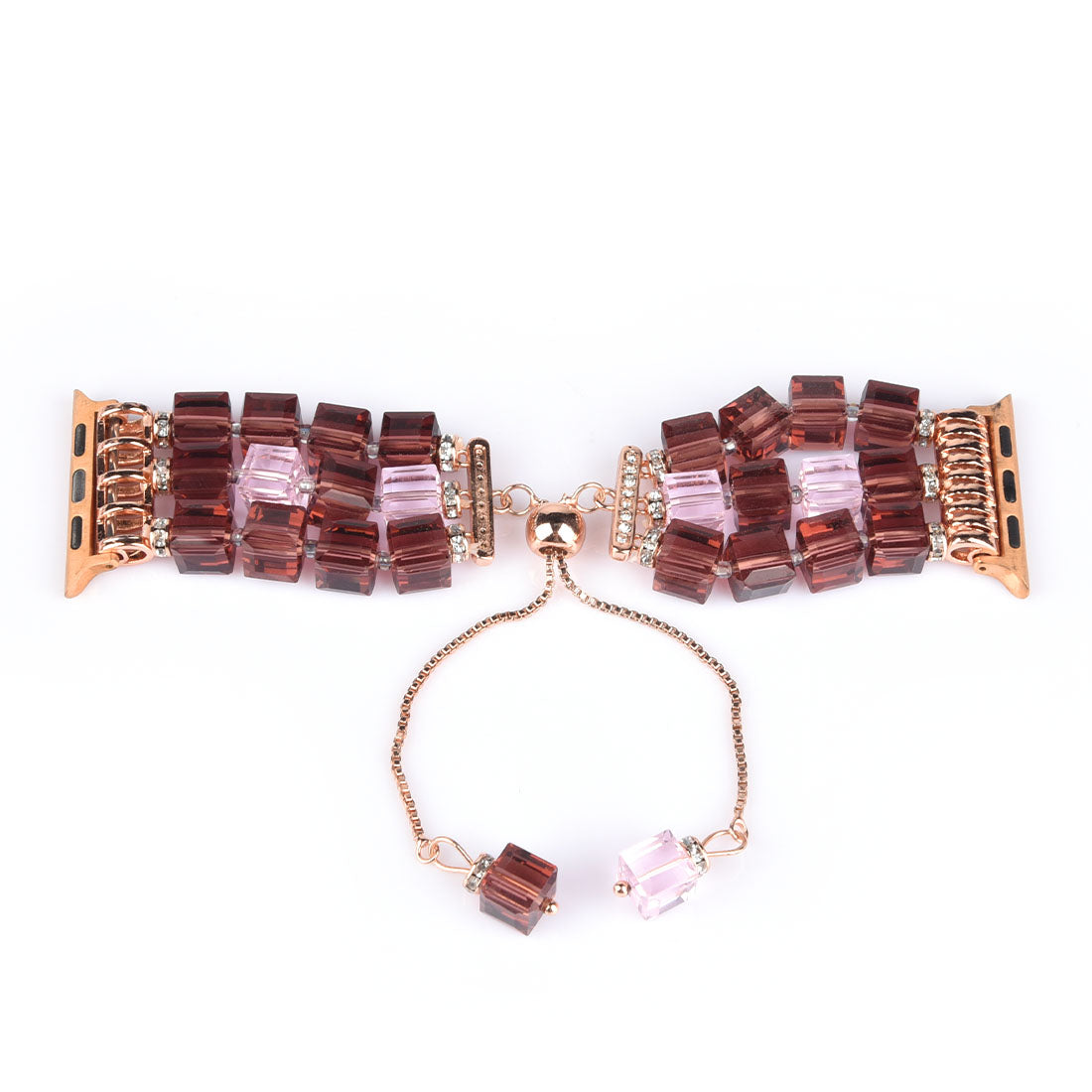 Faux Crystal Blocks Watch Band Wrist Strap for Apple Watch Ultra 49mm / Series 8 45mm / 7 45mm / SE 44mm / SE (2022) 44mm / Series 6 / 5 / 4 44mm / Series 3 / 2 / 1 42mm - Red