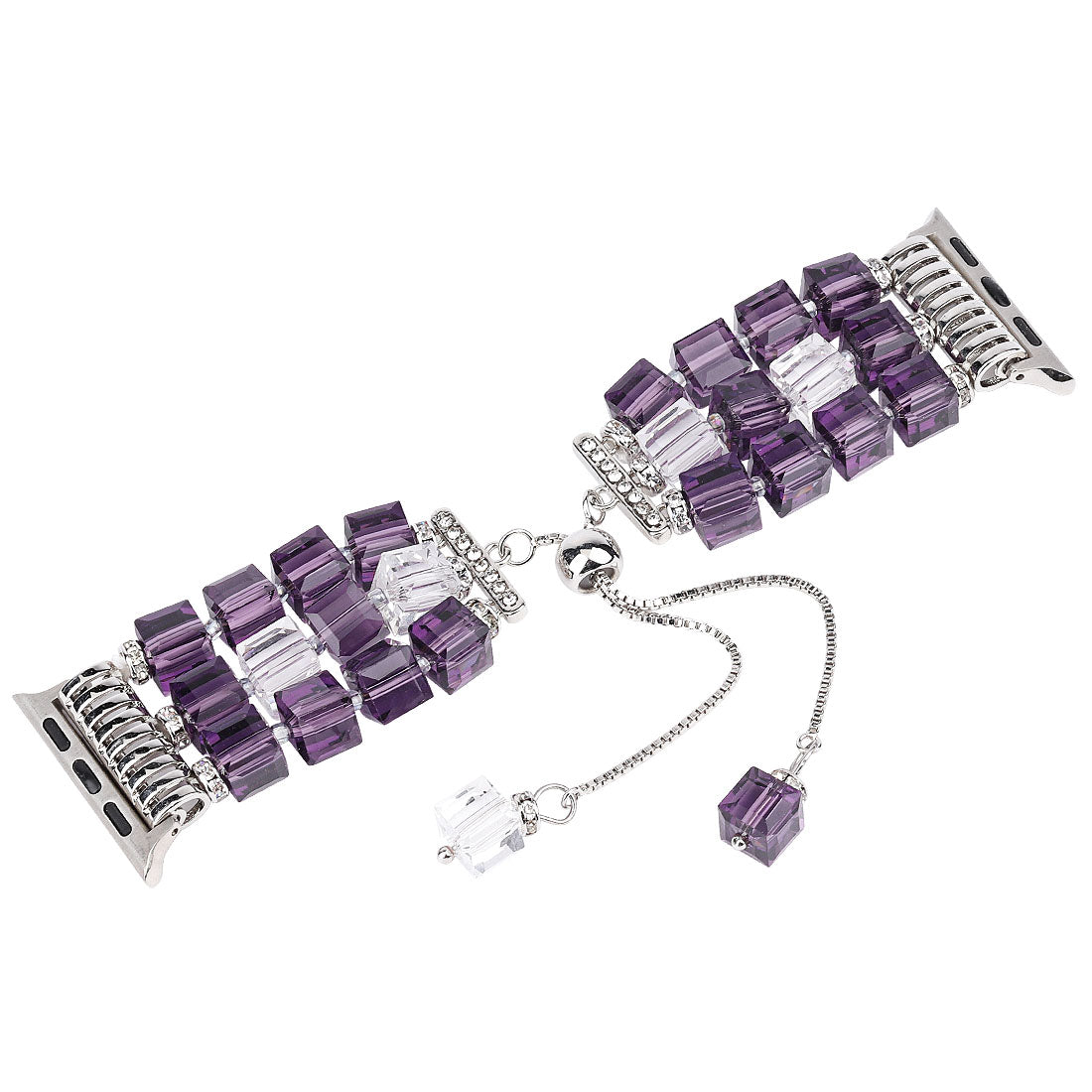 Faux Crystal Blocks Watch Band Wrist Strap for Apple Watch Ultra 49mm / Series 8 45mm / 7 45mm / SE 44mm / SE (2022) 44mm / Series 6 / 5 / 4 44mm / Series 3 / 2 / 1 42mm - Purple
