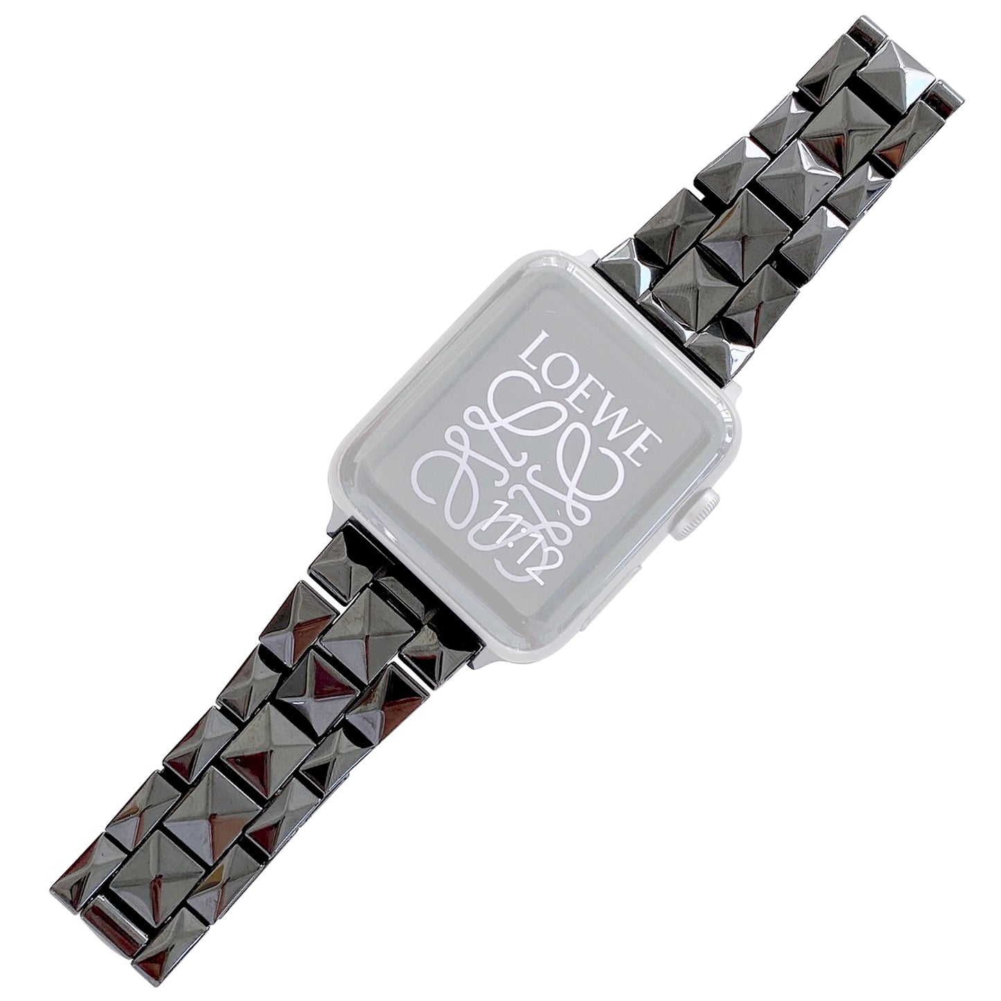 Rhombus Grid Design Ceramic Watch Band Strap for Apple Watch Ultra 49mm / Series 8 45mm / 7 45mm / SE 44mm / SE (2022) 44mm / Series 6 / 5 / 4 44mm / Series 3 / 2 / 1 42mm - Black