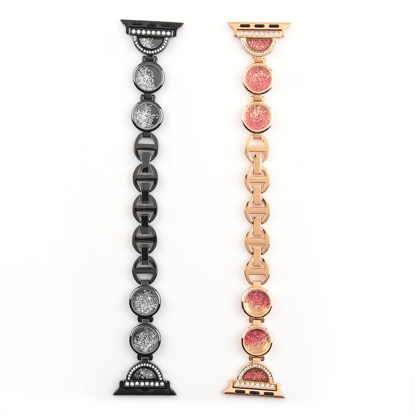 Rhinestones Decor Stainless Steel Watch Band Replacement Wrist Strap for Apple Watch Ultra 49mm / Series 8 45mm / 7 45mm / Series 6 / 5 / 4 / SE 44mm / SE (2022) 44mm Series 3 / 2 / 1 42mm - Black