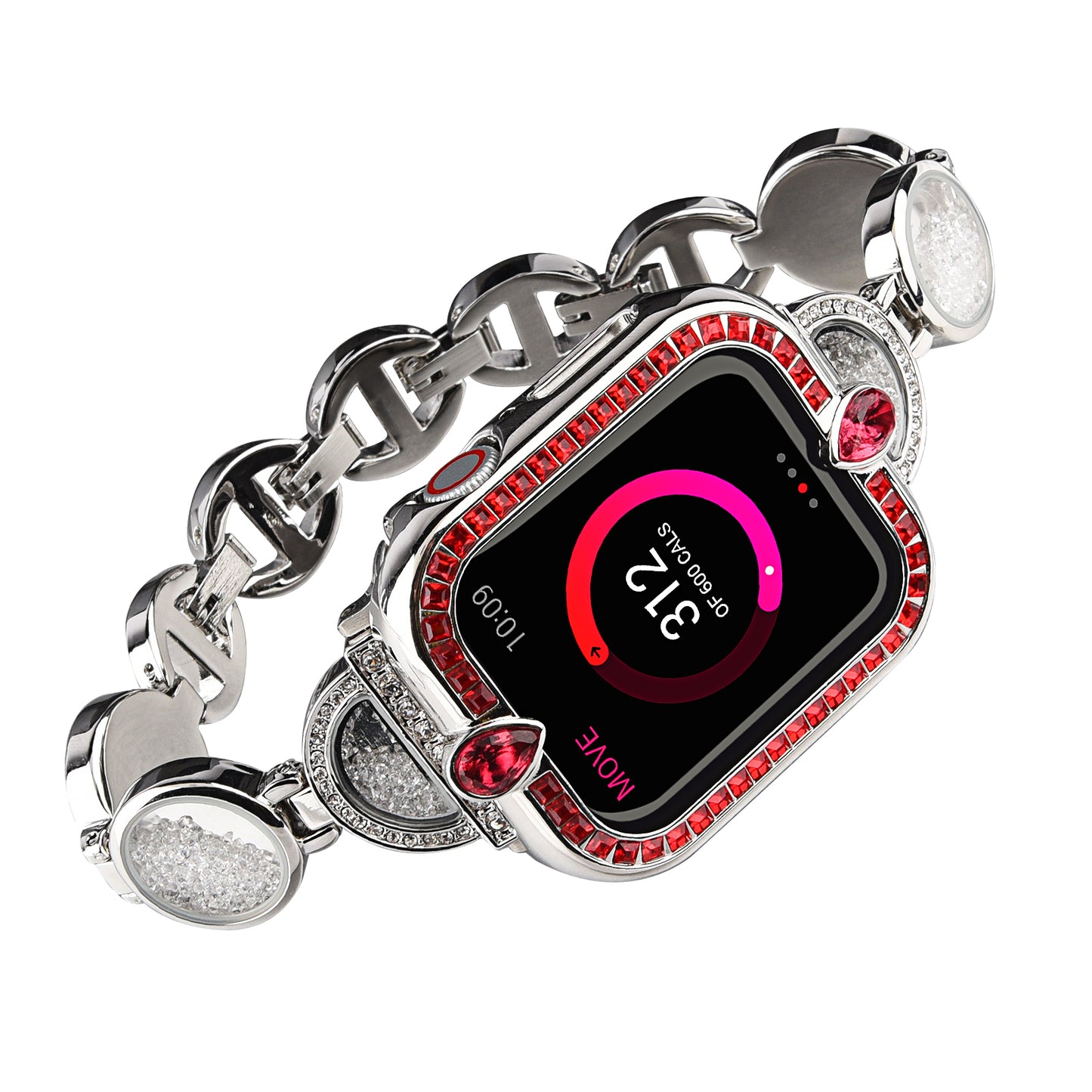 Stylish Rhinestones Decor Stainless Steel Band Smart Watch Wrist Strap for Apple Watch Series 8 41mm / Series 7 41mm / Watch Series 6 / 5 / 4 / SE / SE(2022) 40mm / Watch Series 1 / 2 / 3 38mm - Silver