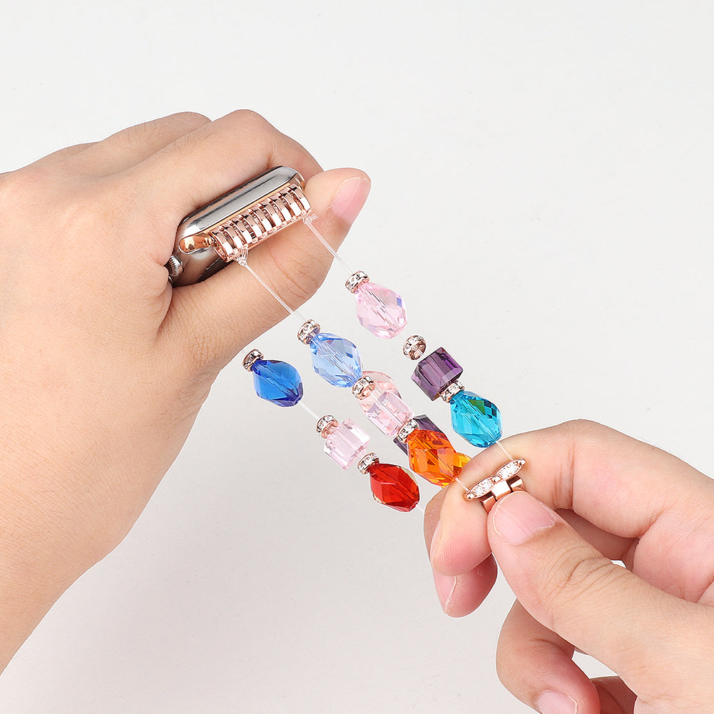 Rhombus Shaped Crystal Metal Strap Replacement Watch Band for Apple Watch Series 8 41mm / Series 7 41mm / Watch Series 6 / 5 / 4 / SE / SE(2022) 40mm / Watch Series 1 / 2 / 3 38mm - Multi-color