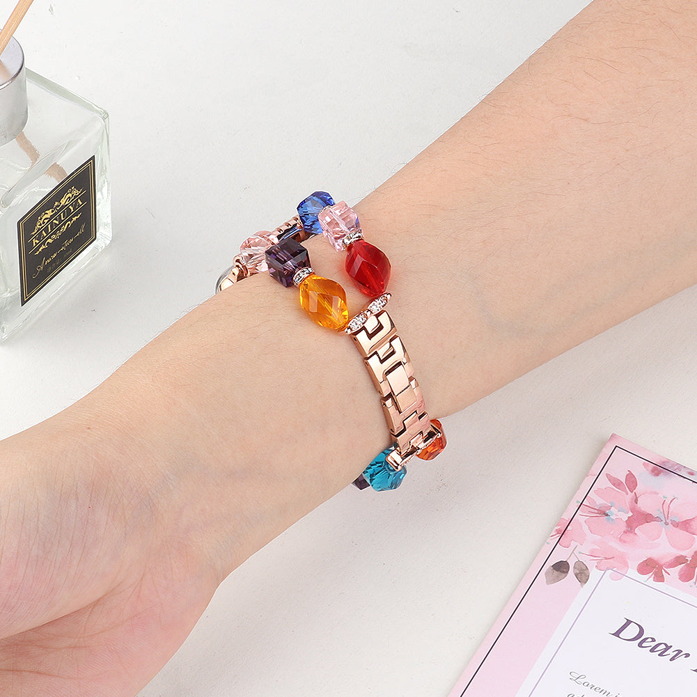 Rhombus Shaped Crystal Metal Strap Replacement Watch Band for Apple Watch Series 8 41mm / Series 7 41mm / Watch Series 6 / 5 / 4 / SE / SE(2022) 40mm / Watch Series 1 / 2 / 3 38mm - Multi-color