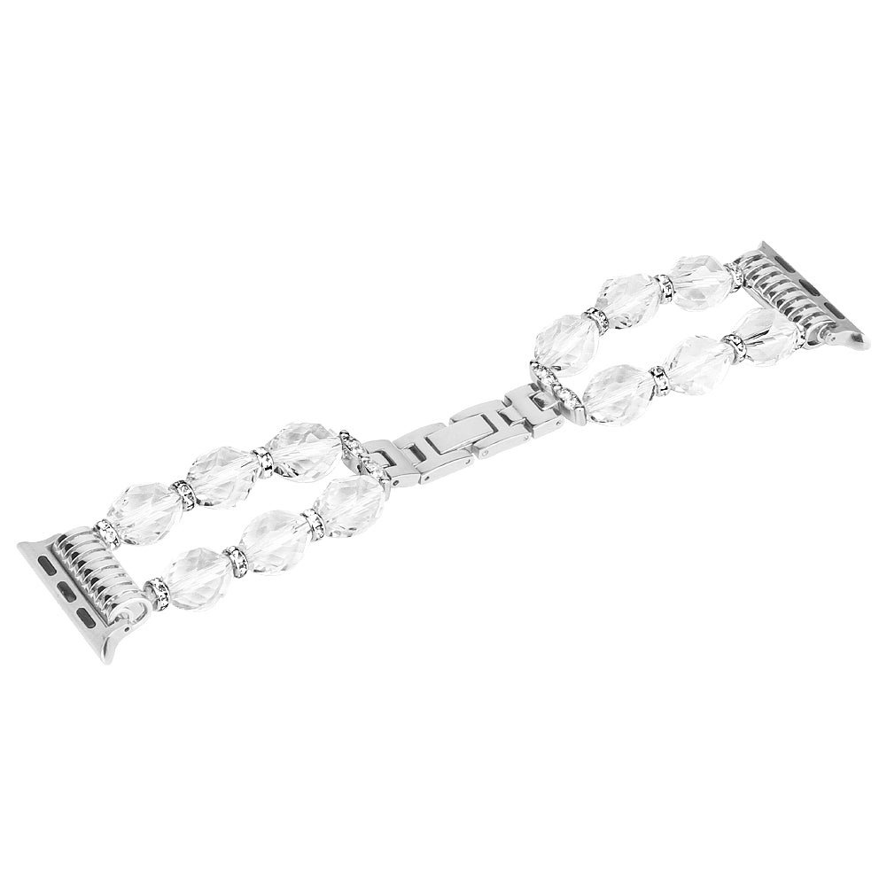 Rhombus Shaped Crystal Metal Strap Replacement Watch Band for Apple Watch Series 8 41mm / Series 7 41mm / Watch Series 6 / 5 / 4 / SE / SE(2022) 40mm / Watch Series 1 / 2 / 3 38mm - Transparent