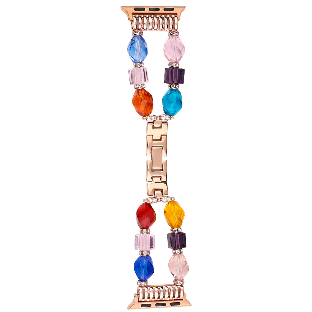 Rhombus Shaped Crystal Metal Wrist Strap Replacement Smart Watch Band for Apple Watch Ultra 49mm / Series 8 45mm / 7 45mm / 4 / 5 / 6 / SE 44mm / SE (2022) 44mm / Series 1 / 2 / 3 42mm - Multi-color