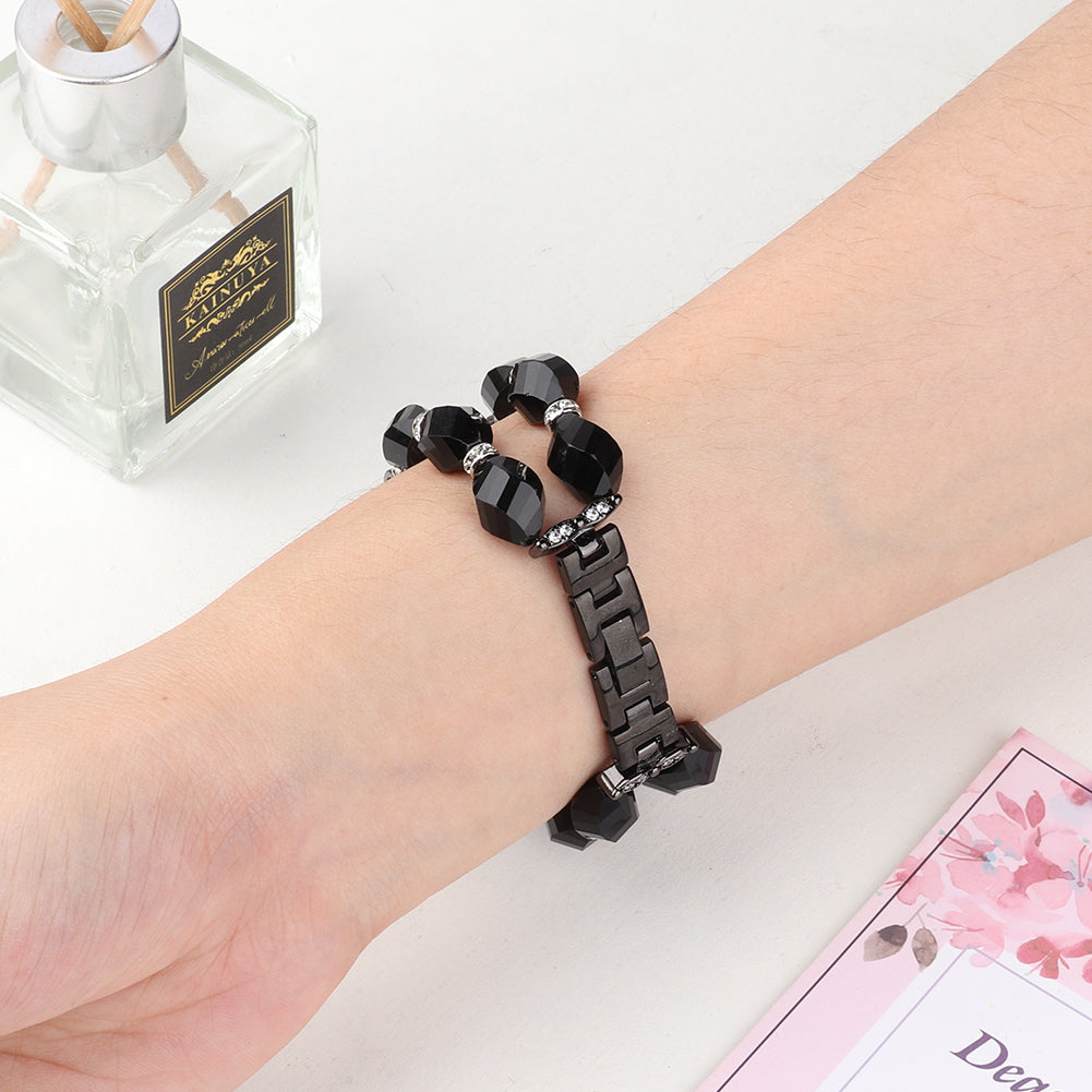 Rhombus Shaped Crystal Metal Wrist Strap Replacement Smart Watch Band for Apple Watch Ultra 49mm / Series 8 45mm / 7 45mm / 4 / 5 / 6 / SE 44mm / SE (2022) 44mm / Series 1 / 2 / 3 42mm - Black