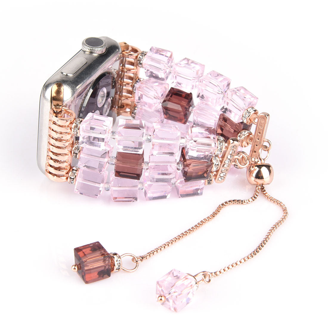Faux Crystal Blocks Smart Watch Band Strap Bracelet for Apple Watch Series 8 41mm / Series 7 41mm / SE / SE(2022) / Series 6 / 5 / 4 40mm / Series 3 / 2 / 1 38mm - Pink