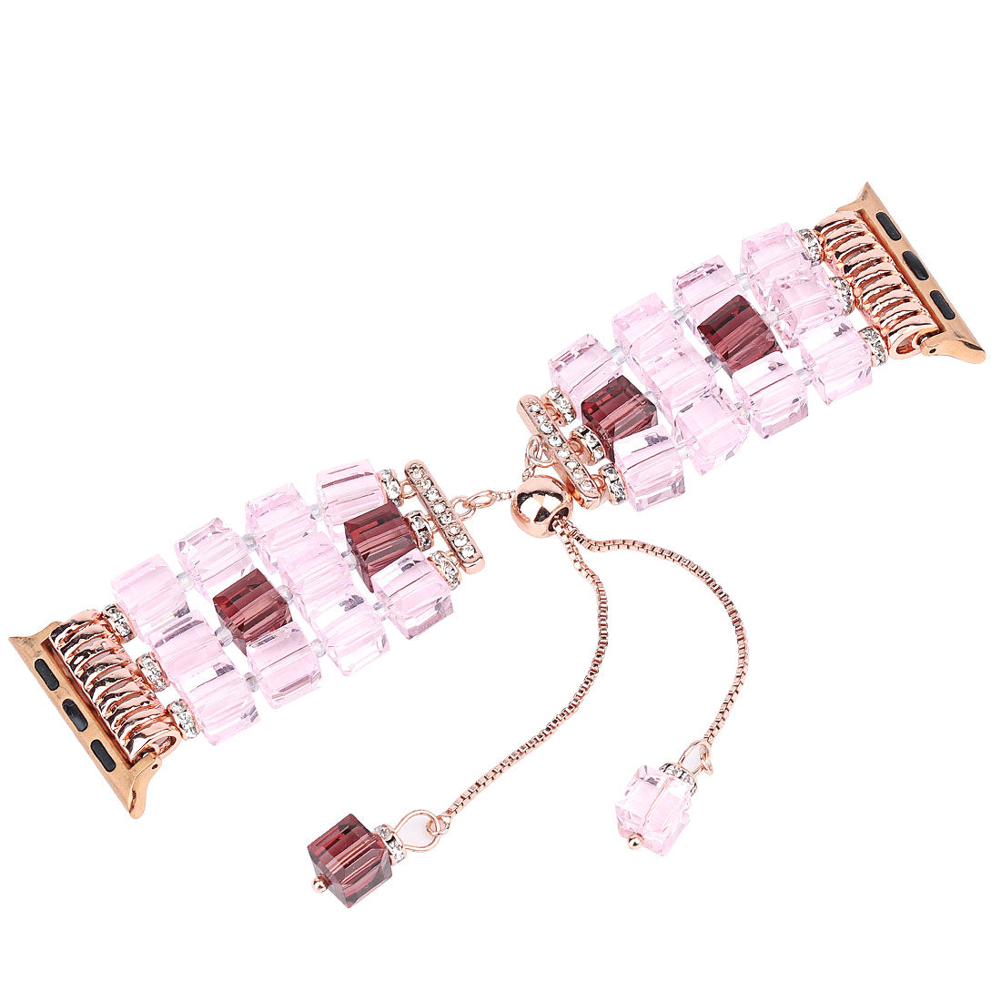 Faux Crystal Blocks Smart Watch Band Strap Bracelet for Apple Watch Series 8 41mm / Series 7 41mm / SE / SE(2022) / Series 6 / 5 / 4 40mm / Series 3 / 2 / 1 38mm - Pink
