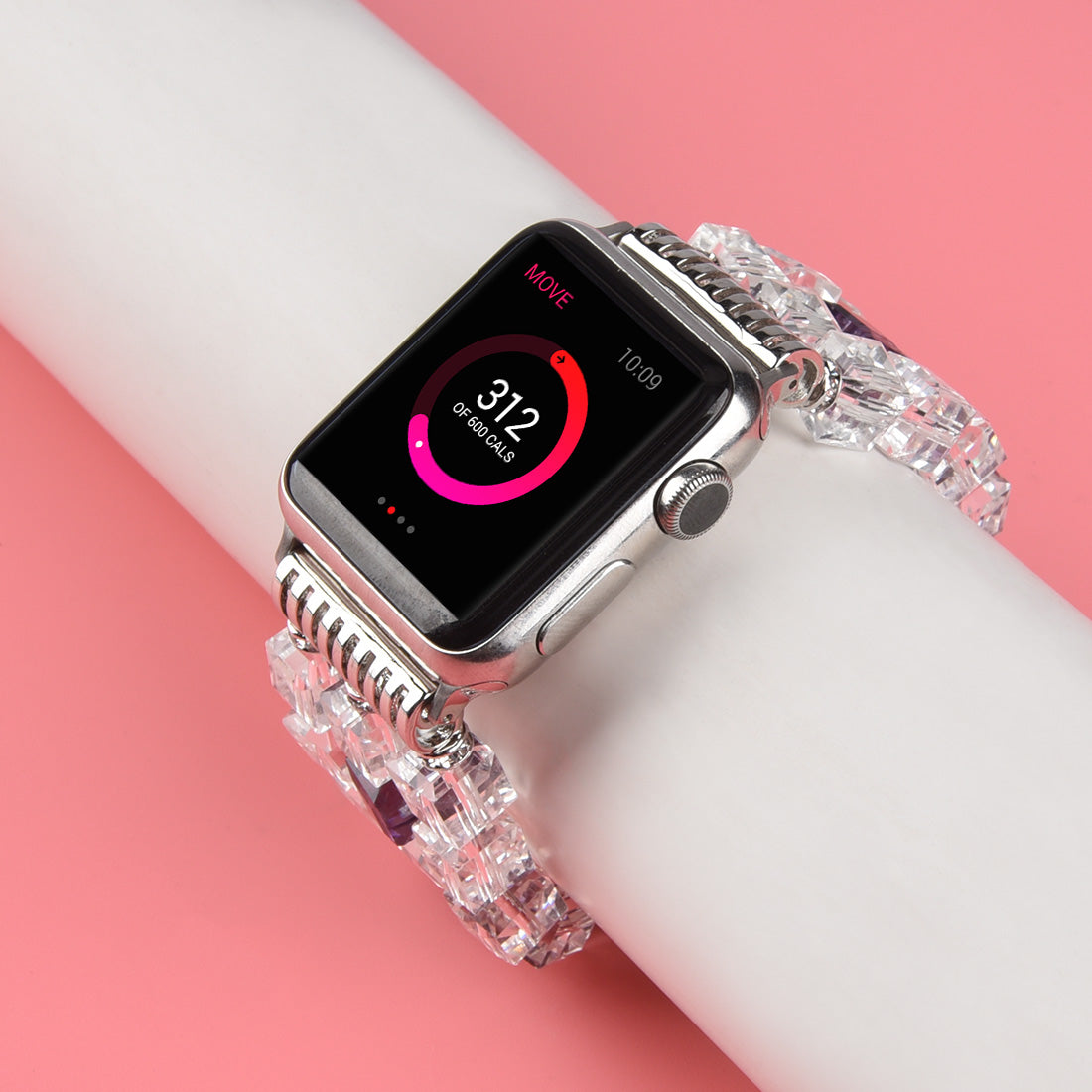 Faux Crystal Blocks Smart Watch Band Strap Bracelet for Apple Watch Series 8 41mm / Series 7 41mm / SE / SE(2022) / Series 6 / 5 / 4 40mm / Series 3 / 2 / 1 38mm - Transparent