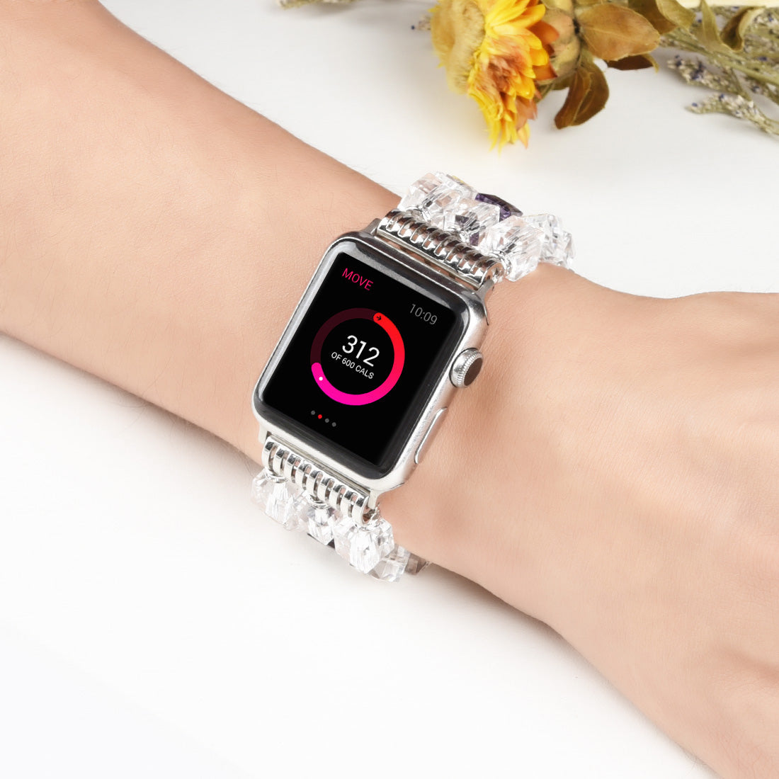 Faux Crystal Blocks Smart Watch Band Strap Bracelet for Apple Watch Series 8 41mm / Series 7 41mm / SE / SE(2022) / Series 6 / 5 / 4 40mm / Series 3 / 2 / 1 38mm - Transparent