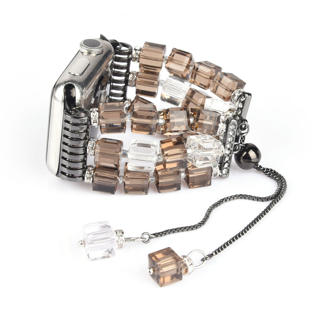 Faux Crystal Blocks Smart Watch Band Strap Bracelet for Apple Watch Series 8 41mm / Series 7 41mm / SE / SE(2022) / Series 6 / 5 / 4 40mm / Series 3 / 2 / 1 38mm - Grey