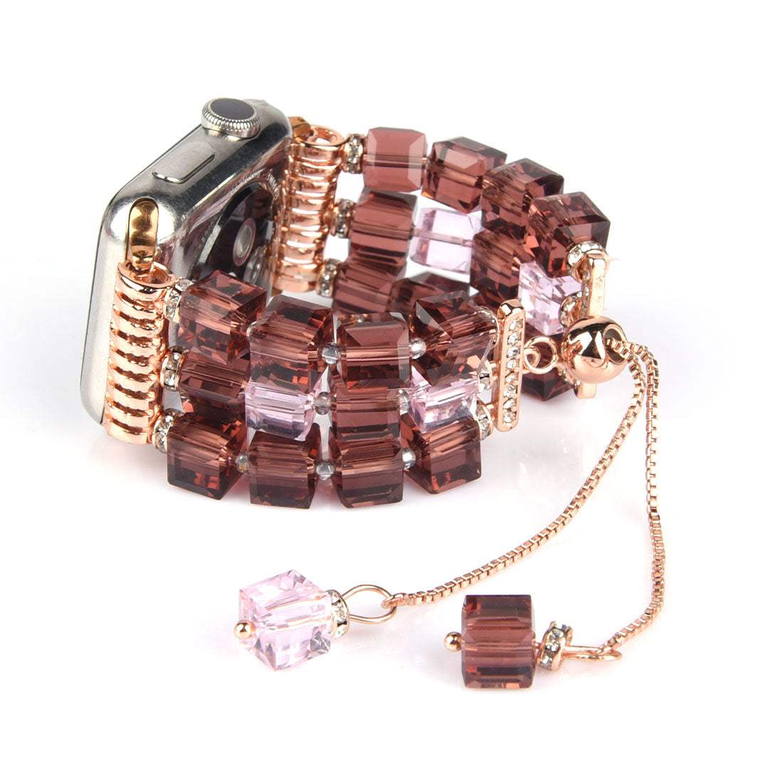 Faux Crystal Blocks Smart Watch Band Strap Bracelet for Apple Watch Series 8 41mm / Series 7 41mm / SE / SE(2022) / Series 6 / 5 / 4 40mm / Series 3 / 2 / 1 38mm - Red