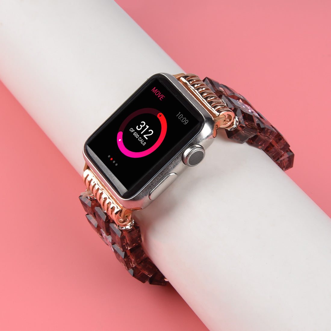 Faux Crystal Blocks Smart Watch Band Strap Bracelet for Apple Watch Series 8 41mm / Series 7 41mm / SE / SE(2022) / Series 6 / 5 / 4 40mm / Series 3 / 2 / 1 38mm - Red