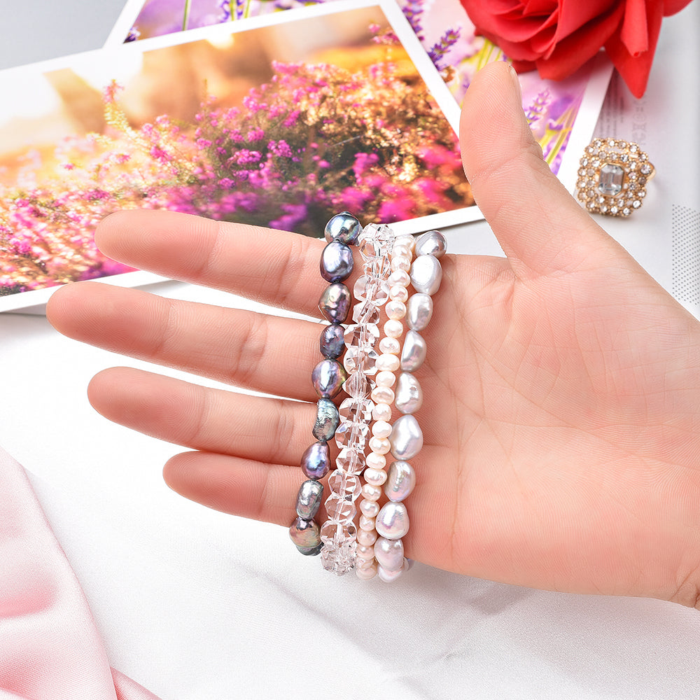 Crystal Pearls Bracelet Exquisite Stylish Watch Band for Apple Watch Series 8 41mm / Series 7 41mm / SE / SE(2022) / Series 6 / 5 / 4 40mm / Series 3 / 2 / 1 38mm - Pearl / White Crystal
