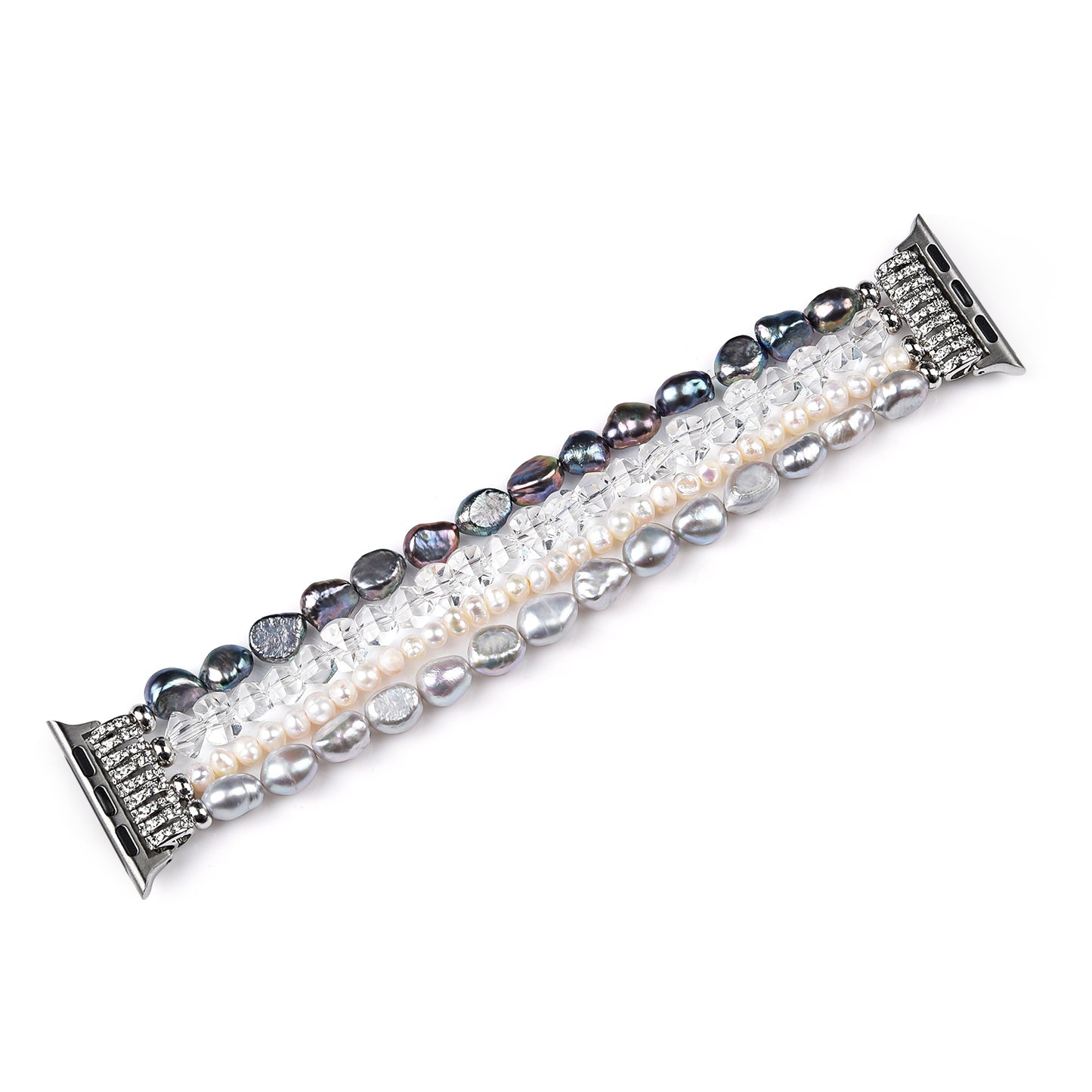 Crystal Pearls Bracelet Exquisite Stylish Watch Band for Apple Watch Series 8 41mm / Series 7 41mm / SE / SE(2022) / Series 6 / 5 / 4 40mm / Series 3 / 2 / 1 38mm - Pearl / White Crystal