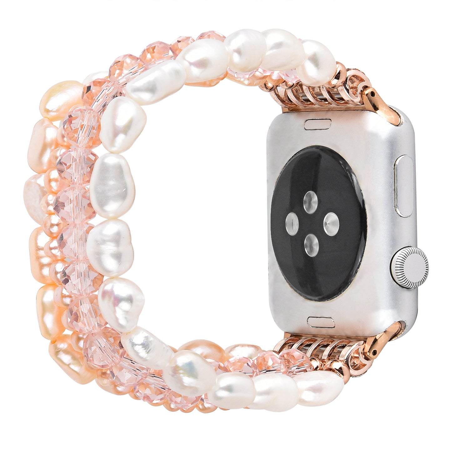 Crystal Pearls Bracelet Exquisite Stylish Watch Band for Apple Watch Series 8 41mm / Series 7 41mm / SE / SE(2022) / Series 6 / 5 / 4 40mm / Series 3 / 2 / 1 38mm - Pearl / Pink Crystal