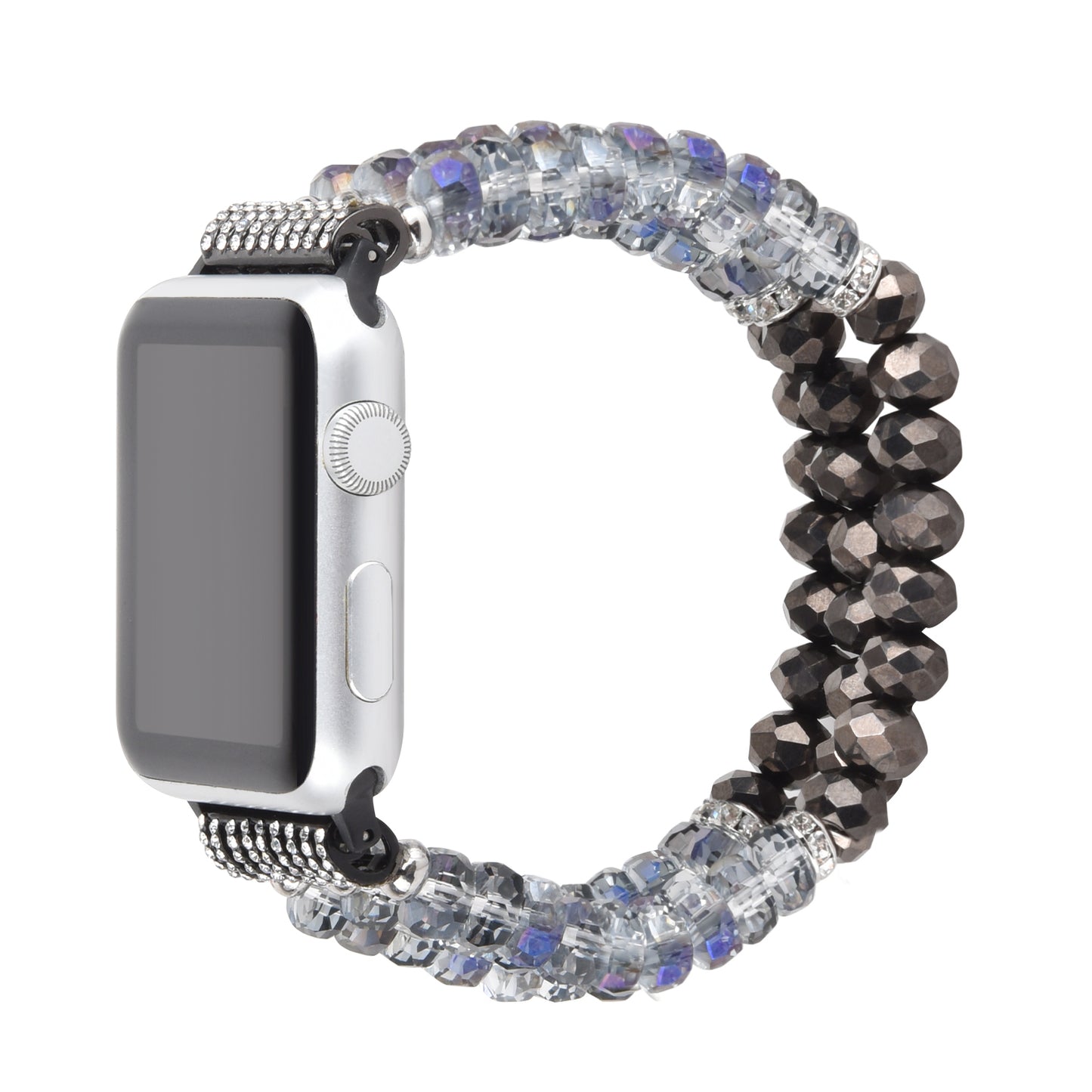 Crystal Pearls Bracelet Exquisite Stylish Watch Band for Apple Watch Series 8 41mm / Series 7 41mm / SE / SE(2022) / Series 6 / 5 / 4 40mm / Series 3 / 2 / 1 38mm - Crystal Grey