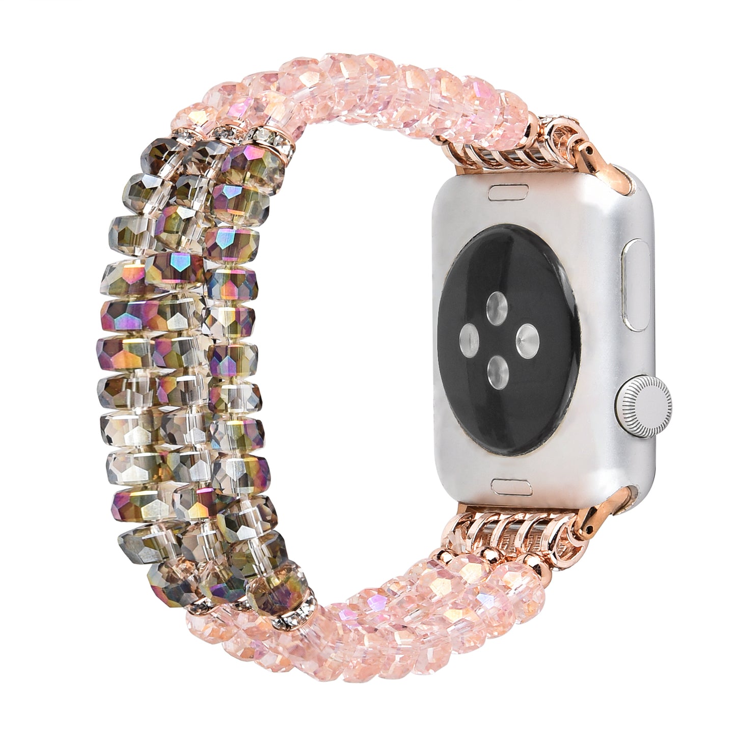Crystal Pearls Bracelet Exquisite Stylish Watch Band for Apple Watch Series 8 41mm / Series 7 41mm / SE / SE(2022) / Series 6 / 5 / 4 40mm / Series 3 / 2 / 1 38mm - Crystal Pink
