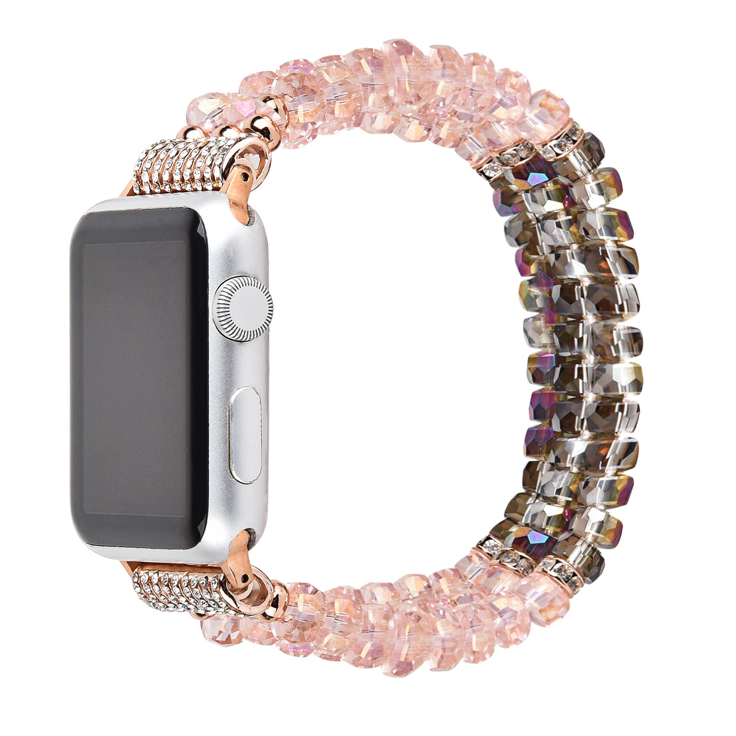 Crystal Pearls Bracelet Exquisite Stylish Watch Band for Apple Watch Series 8 41mm / Series 7 41mm / SE / SE(2022) / Series 6 / 5 / 4 40mm / Series 3 / 2 / 1 38mm - Crystal Pink